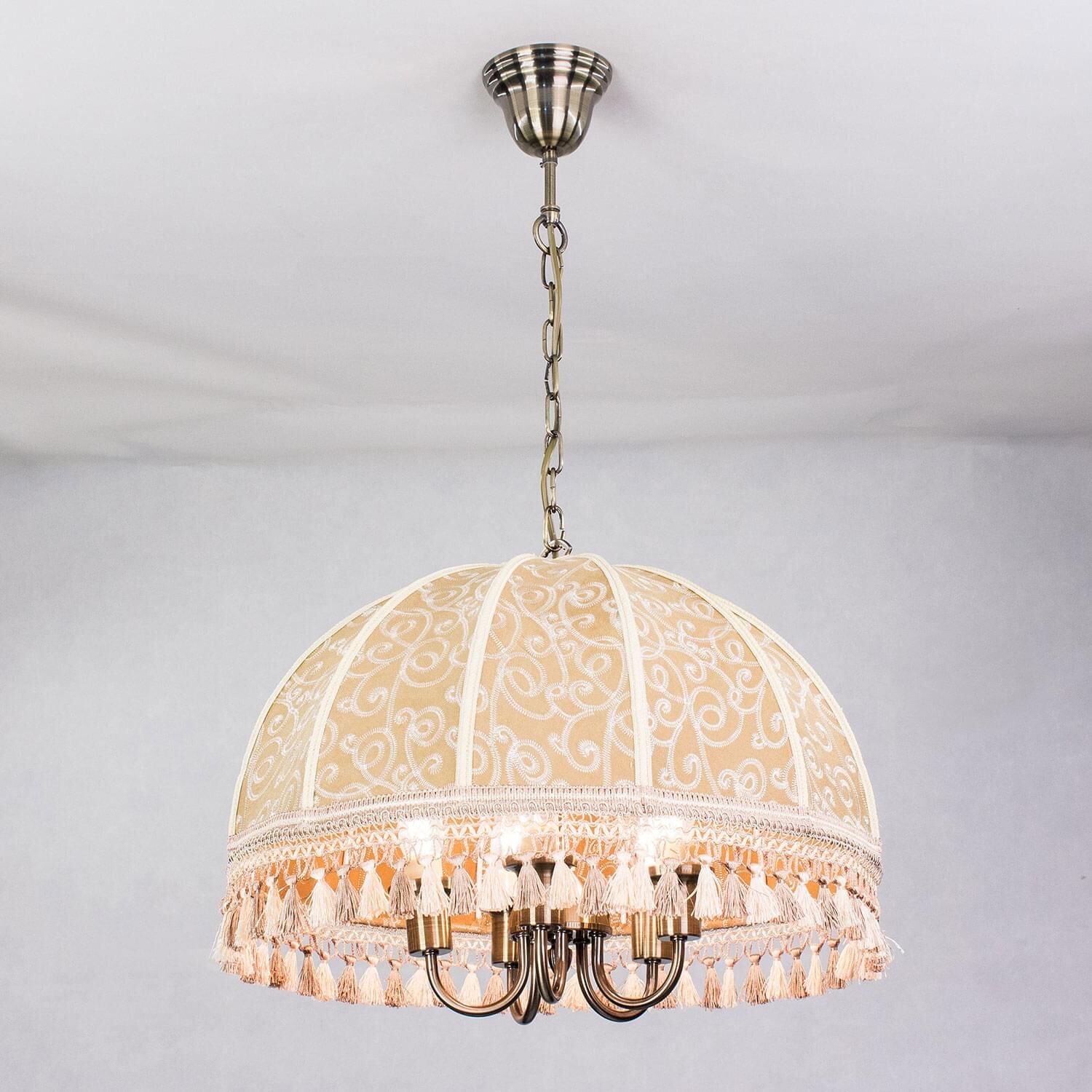 Подвесная люстра Citilux Базель CL407155, арматура бронза, плафоны текстиль кофейный - фото 1