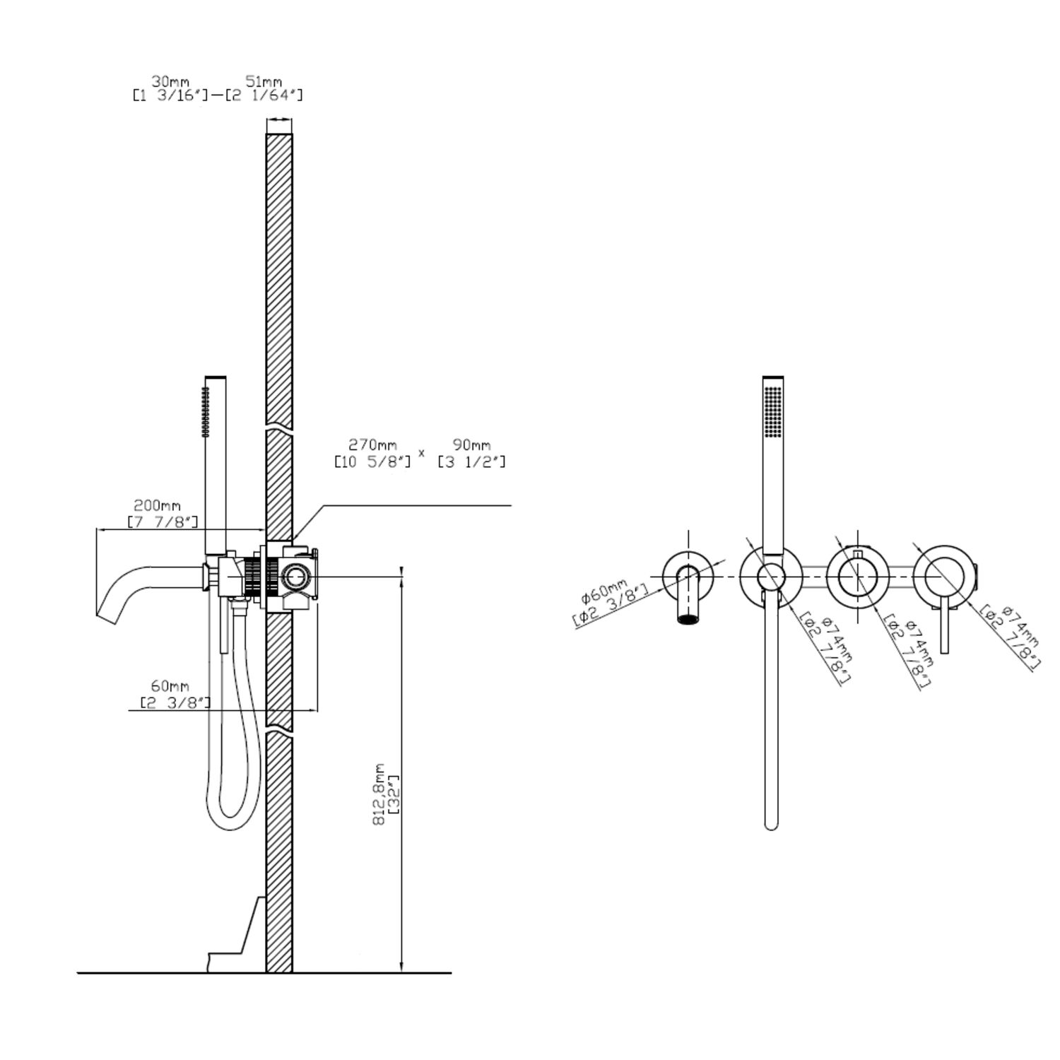 Смеситель Vincea Groove VBTW-4G1GM для ванны с душем, встраиваемый, цвет вороненая сталь - фото 1