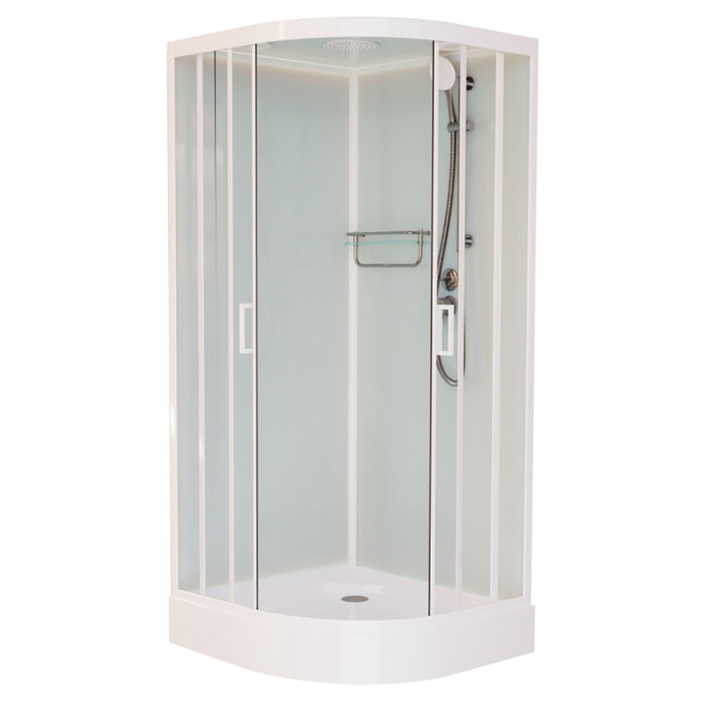Душевая кабина Frank F410 М White 110х110, с полотенцедержателем, стекло матовое, профиль белый