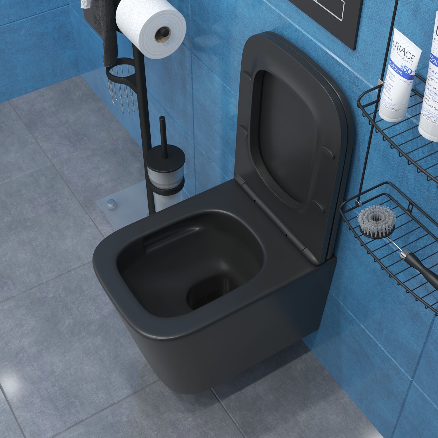 Комплект: Инсталляция TECE Base 2.0 9400413+Кнопка TECEnow белая+Verna T JK0711055MB черный унитаз, смыв торнадо