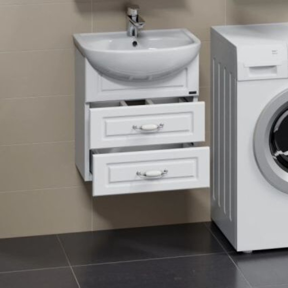 Тумба под раковину Санта Верона 50 подвесная, с ящиками, цвет белый - фото 1