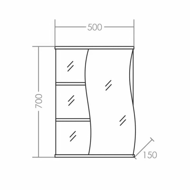 Шкаф-зеркало Санта Волна 50, правый, цвет белый