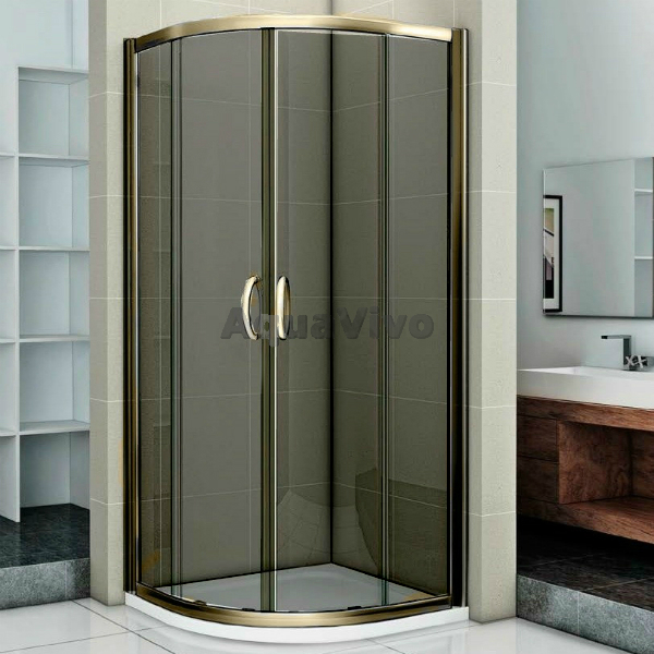 Душевой уголок Good Door Jazze R-80-B-BR 80х80, стекло тонированное, профиль бронза - фото 1