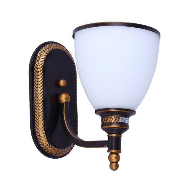 Бра Arte Lamp Bonito A9518AP-1BA, арматура черная, плафон стекло белое, 12х23 см