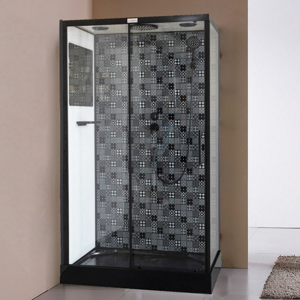 Душевая кабина Esbano Elegancia ESB-1180CKR 110х80, стекло прозрачное, профиль черный матовый, с крышей