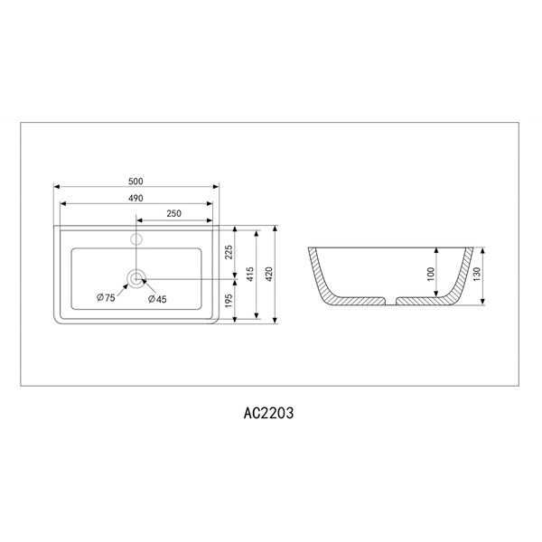 Раковина Abber Rechteck AC2203 накладная, 50x42 см, цвет белый - фото 1