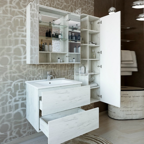 Мебель для ванной Sanflor Чикаго 75, цвет дуб крафт белый