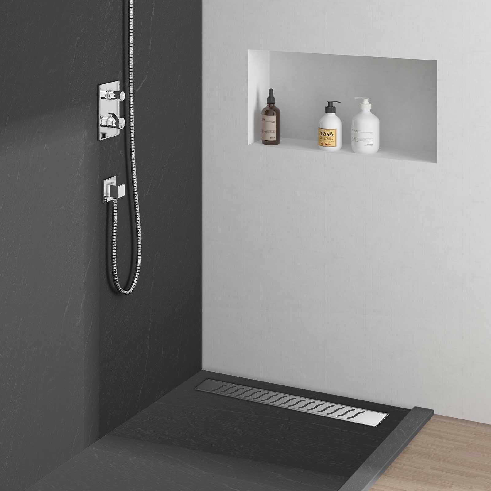 Душевой лоток Vincea Say Optima 601.60.P.BUK с решеткой 60x7 см, боковой выпуск, цвет хром - фото 1