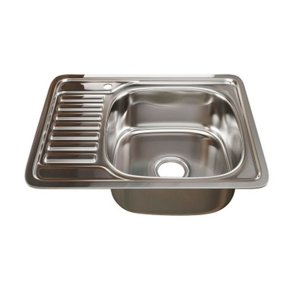 Кухонная мойка Mixline 535618 58x48, с крылом, правая, цвет хром 