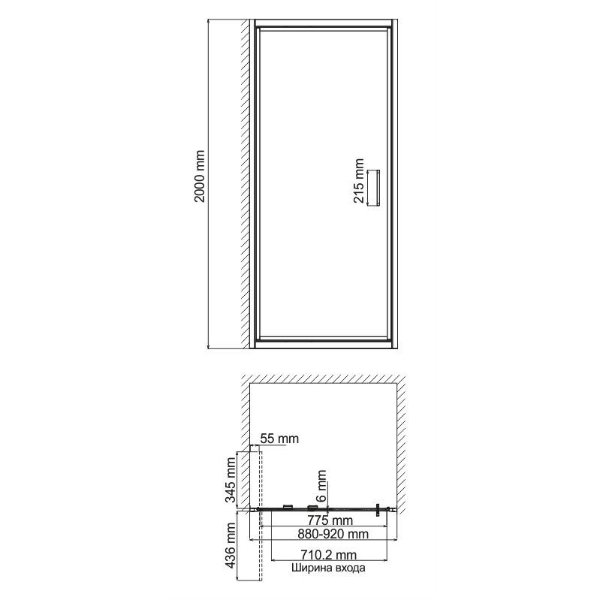 Душевая дверь WasserKRAFT Salm WasserSchutz 27I04 90x200, стекло прозрачное, профиль серебристый