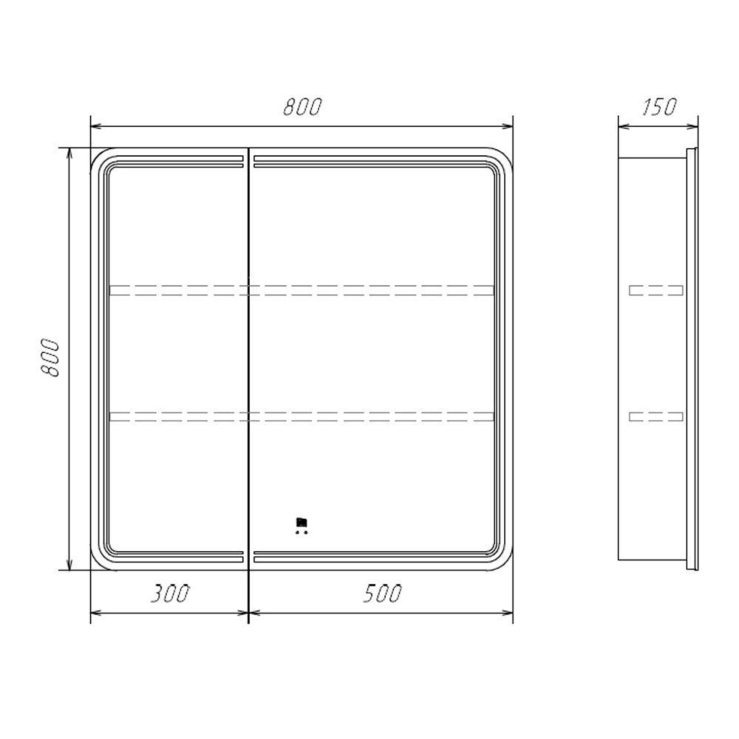 Шкаф-зеркало Comforty Нео 80, с подсветкой - фото 1