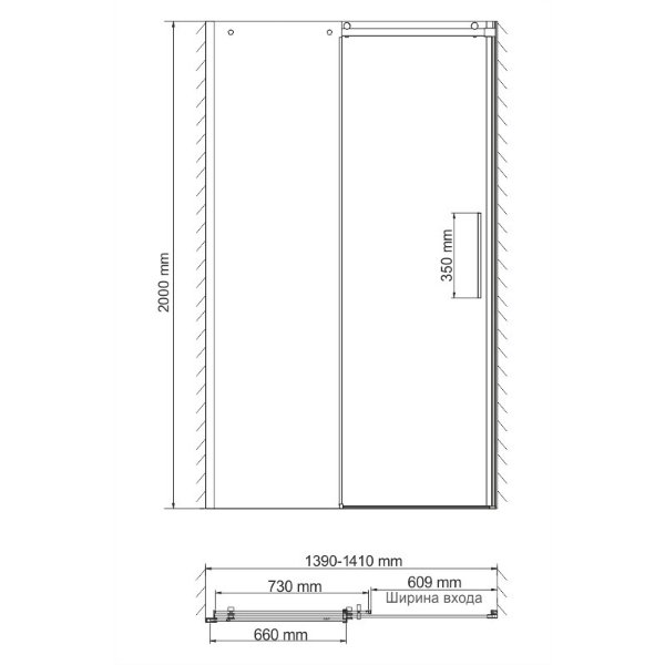 Душевая дверь WasserKRAFT Dinkel WasserSchutz 58R31 140x200, стекло прозрачное, профиль серебристый - фото 1