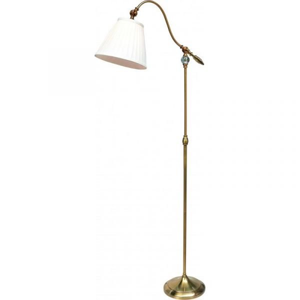 Торшер Arte Lamp Seville A1509PN-1PB, арматура медная / прозрачная, плафон ткань белая, 26х68 см