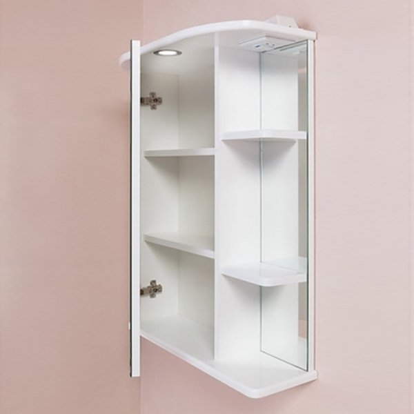Шкаф-зеркало Оника Карина 60.01, левый, с подсветкой, цвет белый