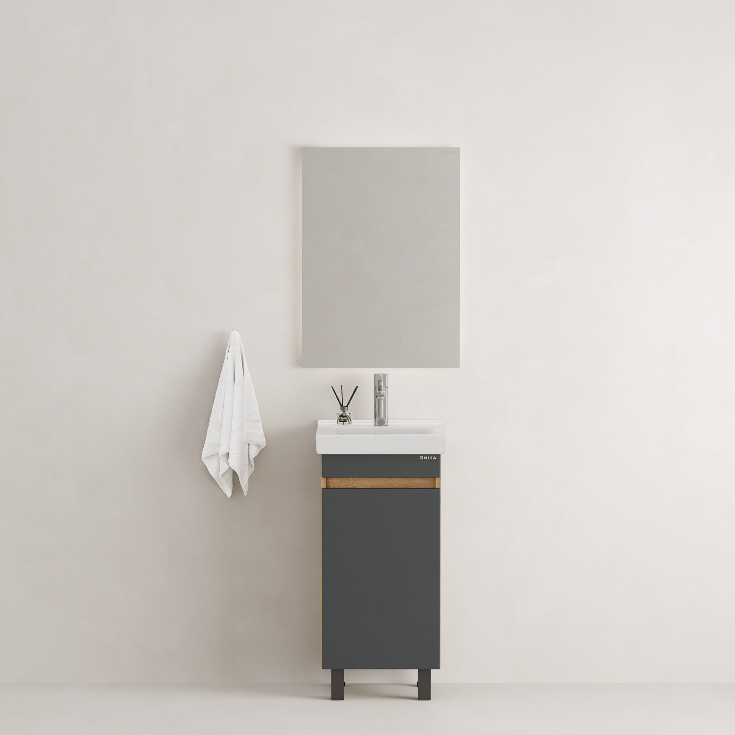 Мебель для ванной Оника Милтон Квадро 40, напольная, цвет серый / дуб сонома - фото 1