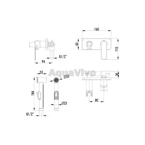 Гигиенический душ Lemark Plus Grace LM1519C со смесителем, встраиваемый - фото 1