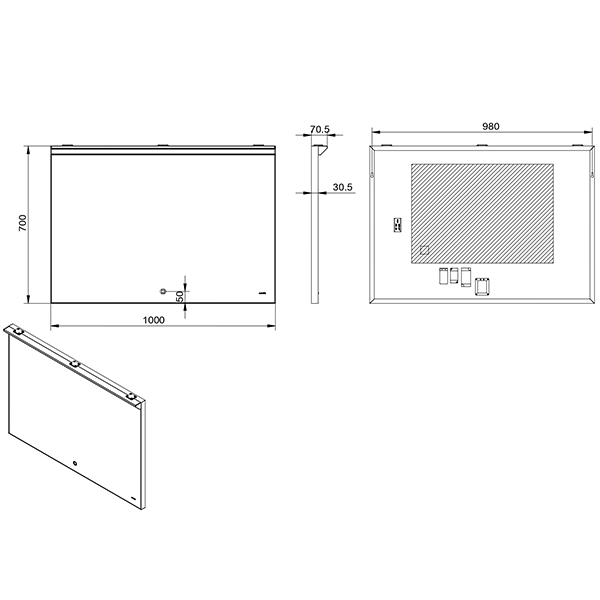 Зеркало Esbano ES-2597KD 100x70, LED подсветка, функция антизапотевания, сенсорный выключатель - фото 1