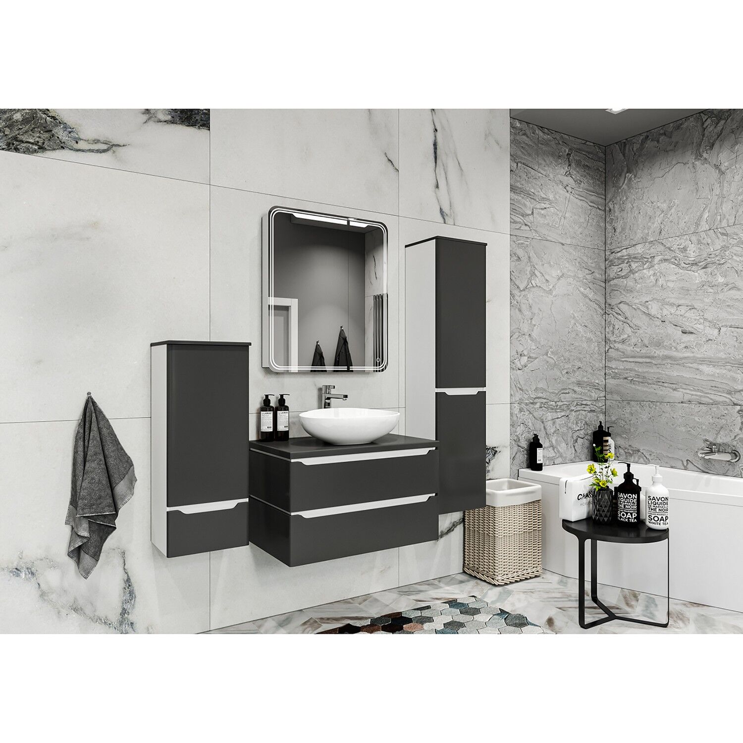 Шкаф-зеркало Mixline Виктория 70x80, правый, с подсветкой, цвет белый - фото 1