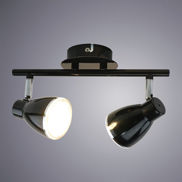 Спот Arte Lamp Gioved A6008PL-2BK, арматура хром / черная, плафоны металл черный, 27х10 см