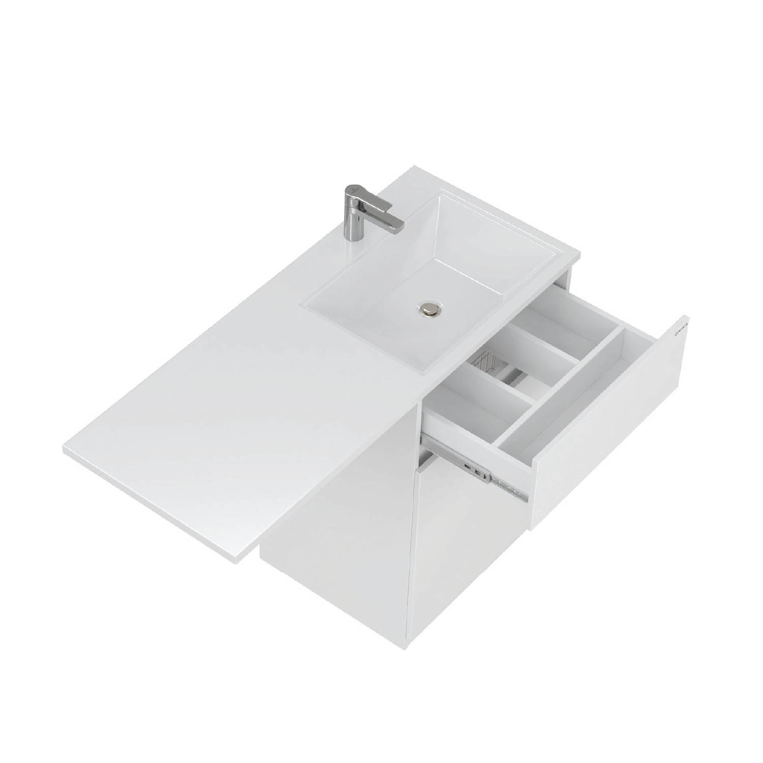 Тумба под раковину Оника Сорго 58, с бельевой корзиной, цвет белый