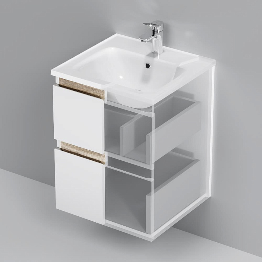 Мебель для ванной AM.PM X-Joy 50 подвесная, цвет белый глянец/дерево - фото 1