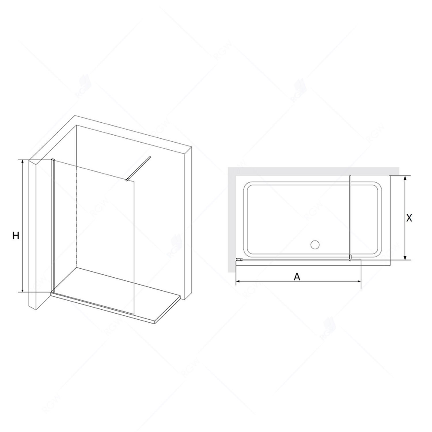 Душевая перегородка RGW Walk In WA-010 G 140x195, стекло прозрачное, профиль золото - фото 1