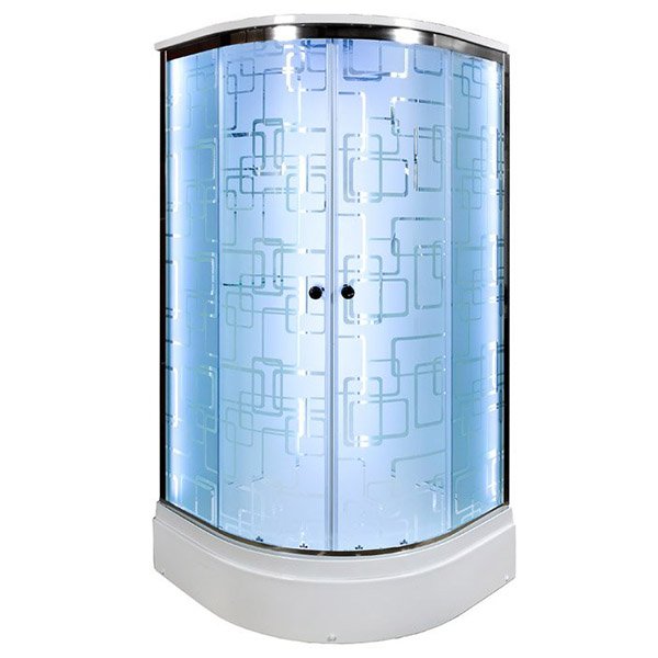 Душевая кабина Deto ЕМ2710 LED 100x100, стекло матовое с узором, профиль хром глянцевый, с сенсорным управлением, с подсветкой - фото 1