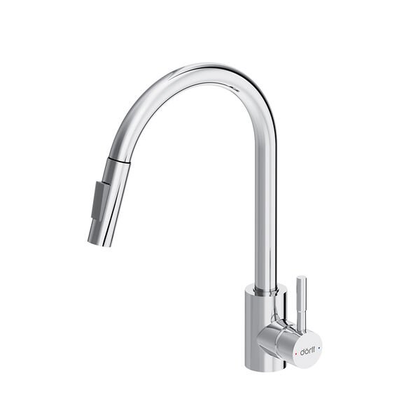 Смеситель Dorff Logic D3007500 для кухни, с выдвижным изливом, цвет хром