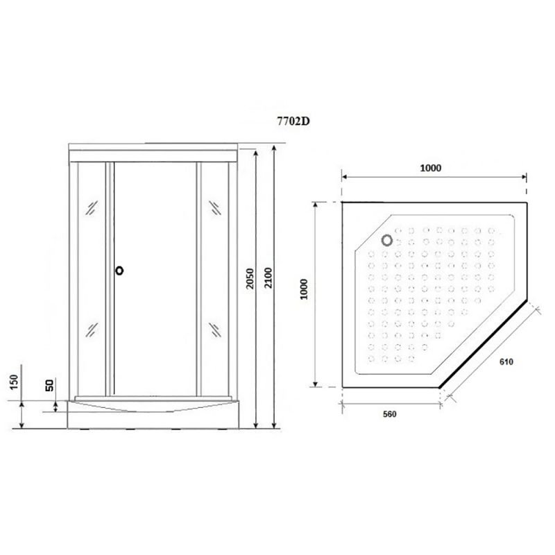 Душевая кабина Niagara Luxe NG-7702DG 100x100, стекло прозрачное, профиль золото, с крышей