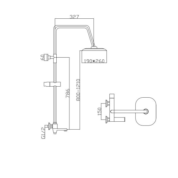 Душевая стойка Mixline ML2414, с верхним душем, смесителем, цвет хром - фото 1