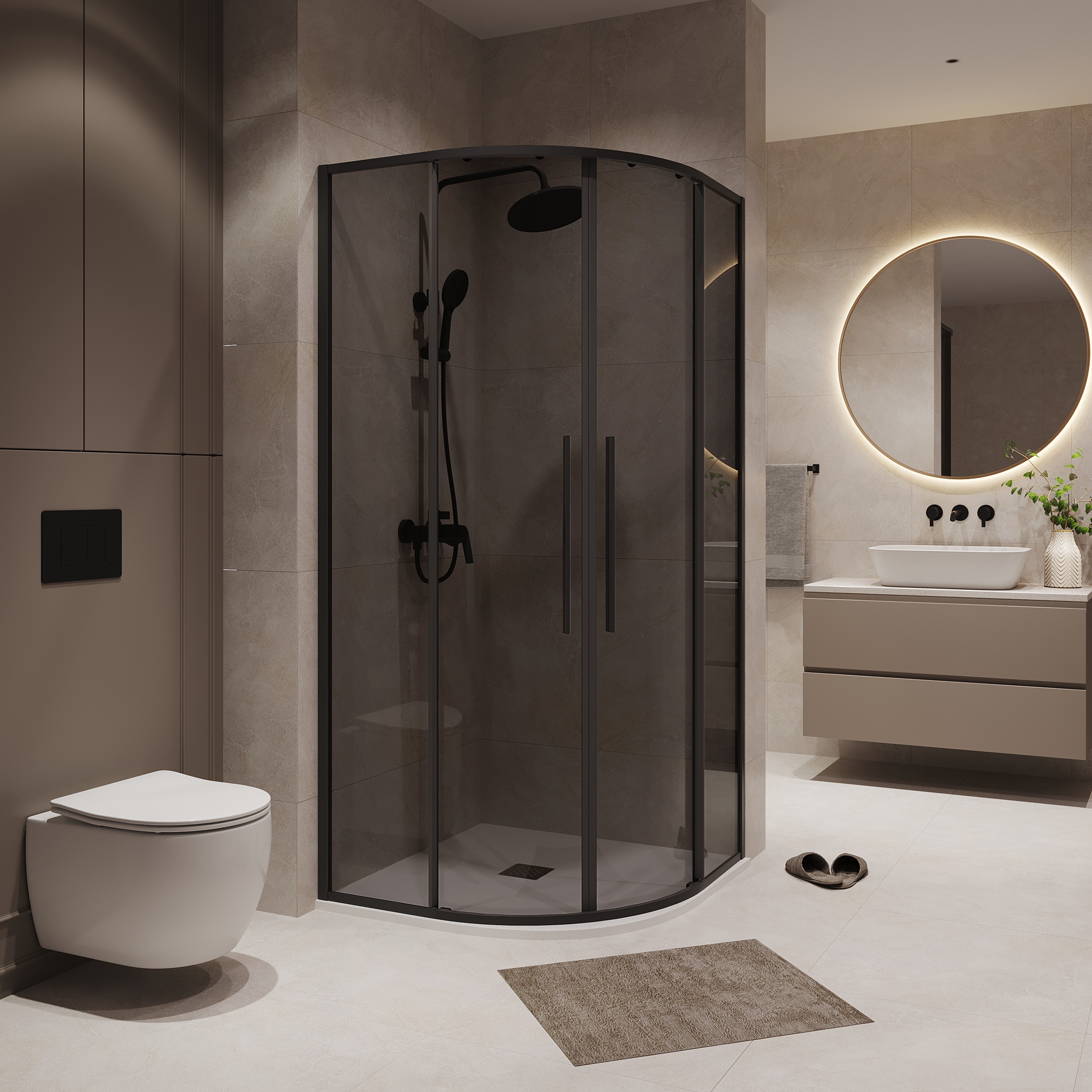 Душевой уголок Niagara Nova NG-2826-34 Black 90x90, стекло тонированное, профиль черный матовый - фото 1