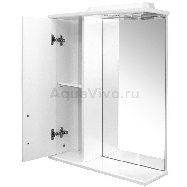 Шкаф-зеркало Mixline Вилена 55, с подсветкой, правый, цвет белый