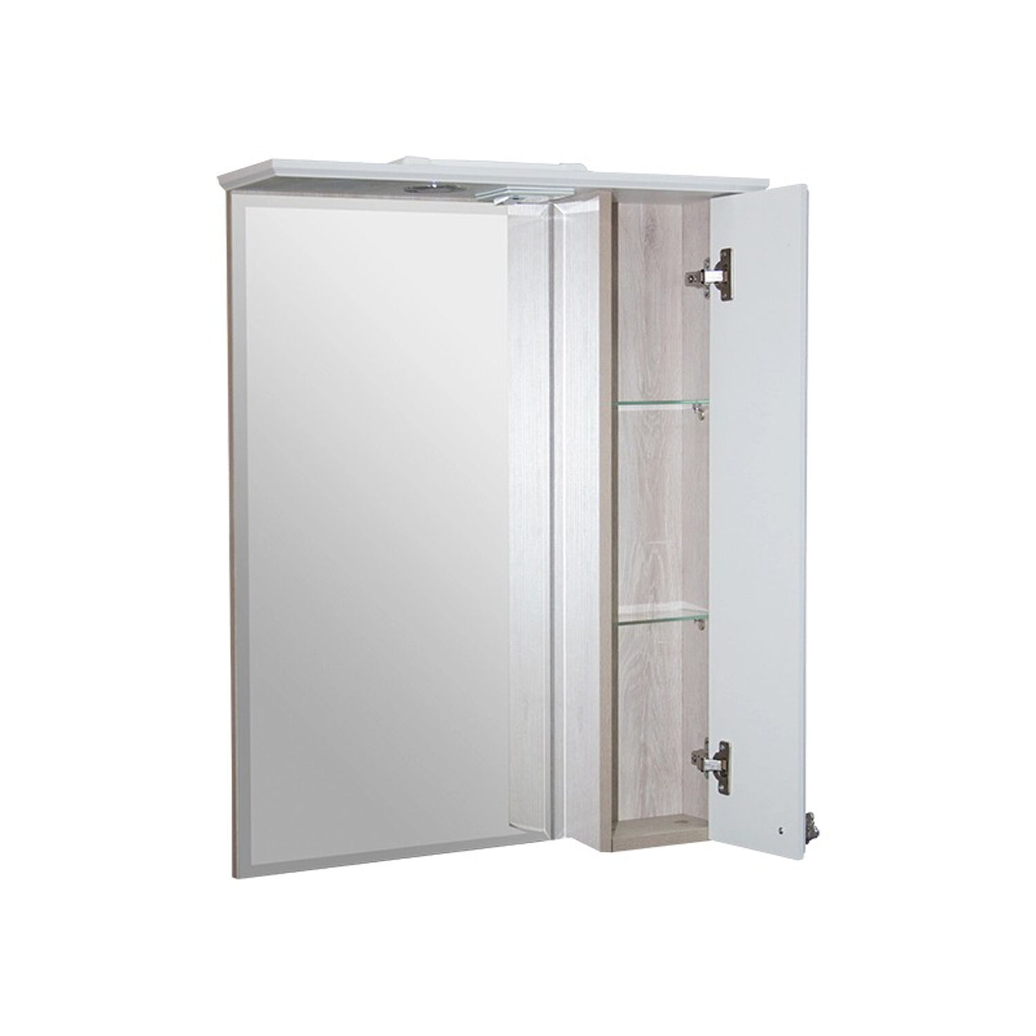 Шкаф-зеркало Mixline Версаль 55, правый, с подсветкой, цвет белое дерево - фото 1