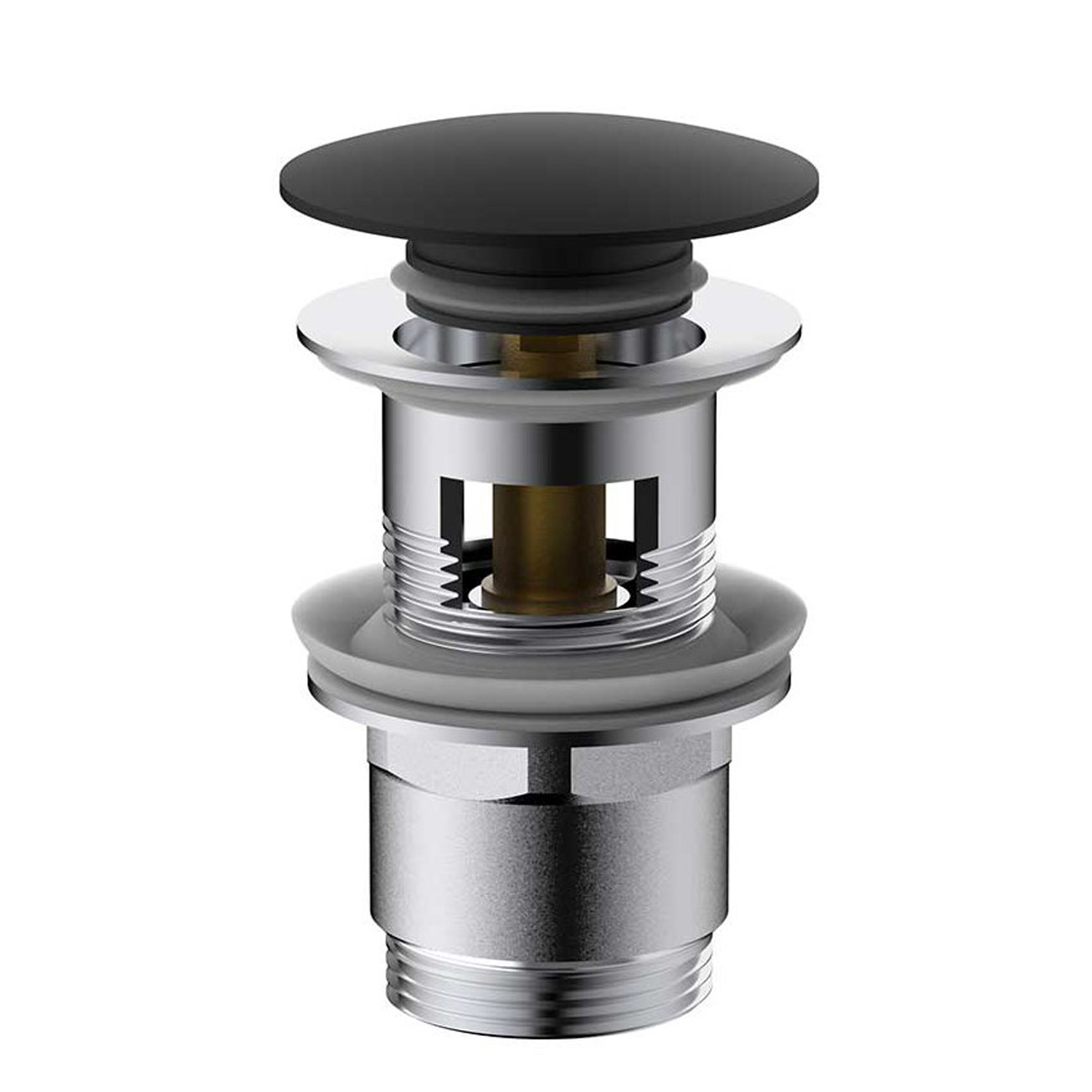 Донный клапан Vincea DPU-1B01MB для раковины, с переливом, Click Clack, цвет черный