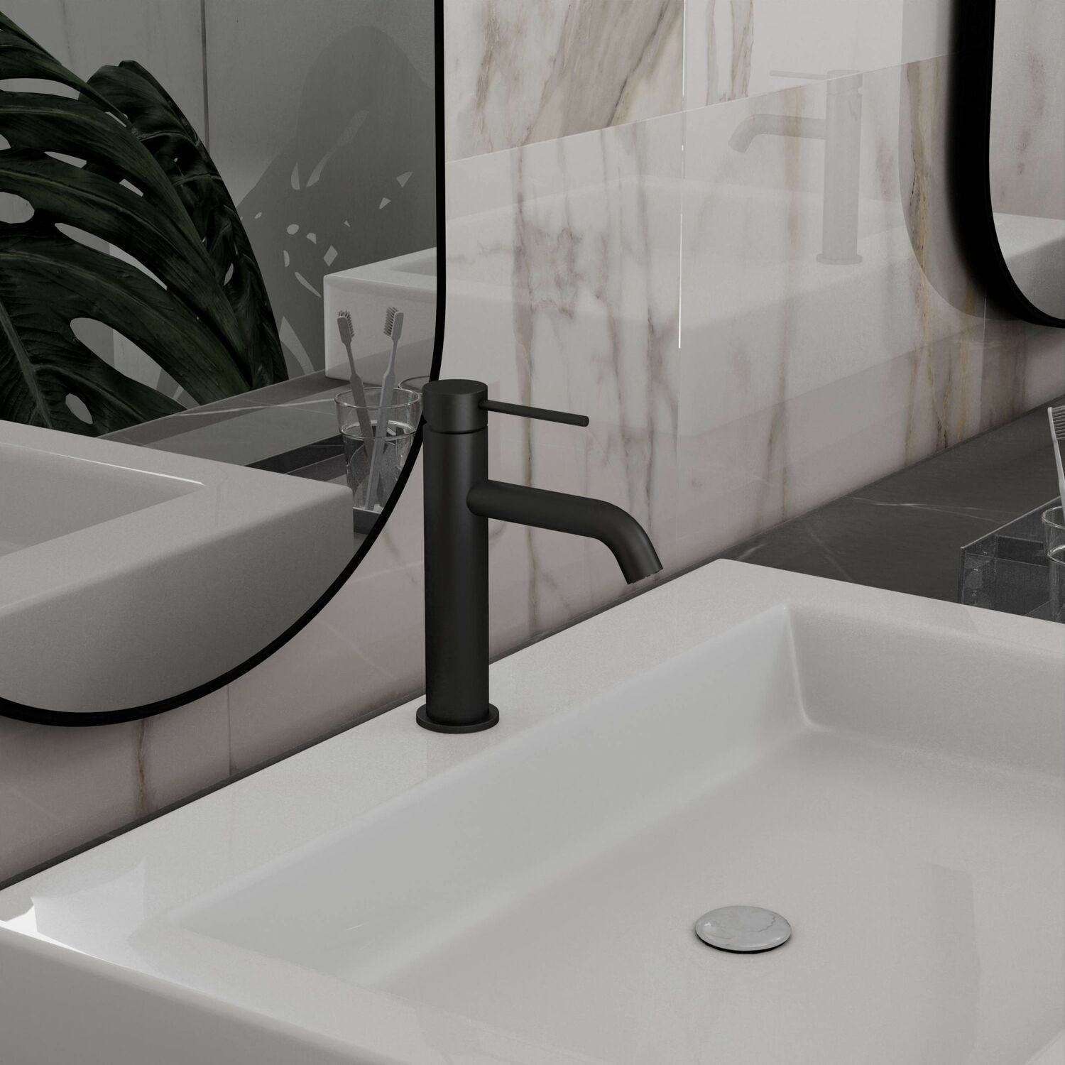 Смеситель Vincea City VBF-2C1MB для раковины, цвет черный - фото 1