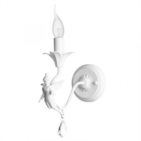 Бра Arte Lamp Angelina A5349AP-1WH, арматура белая / прозрачная, 24х12 см