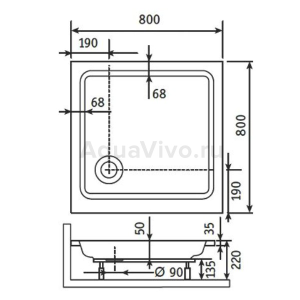 Поддон для душа RGW Acryl Style KV 80х80, акриловый, цвет белый - фото 1