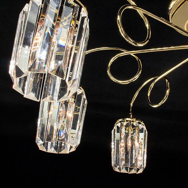 Потолочная люстра Citilux Синди CL330182, арматура золото, плафоны хрусталь прозрачный, 76х76 см