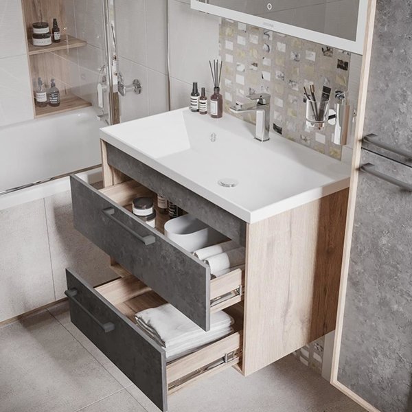 Мебель для ванной Grossman Реал 80, цвет веллингтон / бетон - фото 1