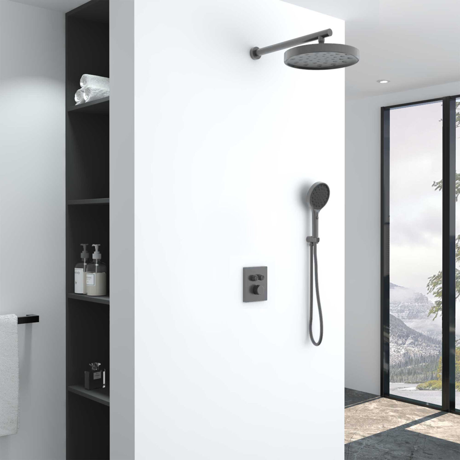 Душевой комплект Vincea Inspire VSFW-3I21MT2GM, встраиваемый, цвет вороненая сталь - фото 1