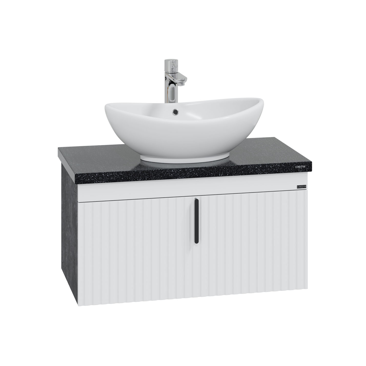 Тумба под раковину Санта Юпитер 80, цвет белый / темно-серое дерево - фото 1
