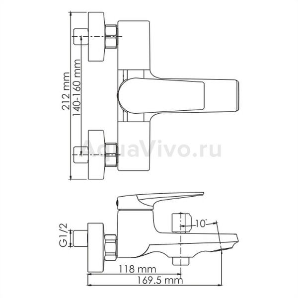 Смеситель WasserKRAFT Wiese 8401 для ванны, цвет сталь