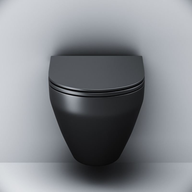 Унитаз AM.PM Spirit 2.0 C701700MBSC подвесной, безободковый, с сиденьем микролифт, цвет черный матовый - фото 1
