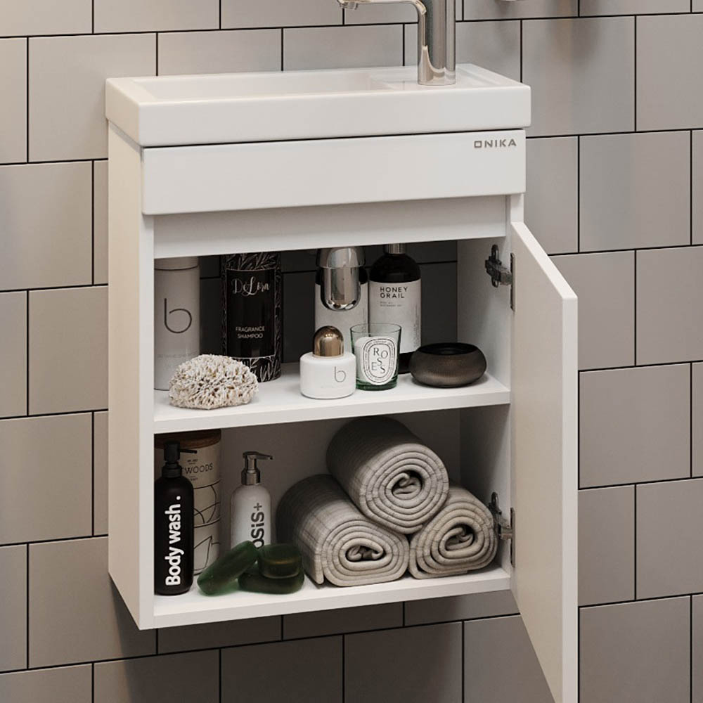 Тумба под раковину Оника Милтон 45, подвесная, цвет белый - фото 1