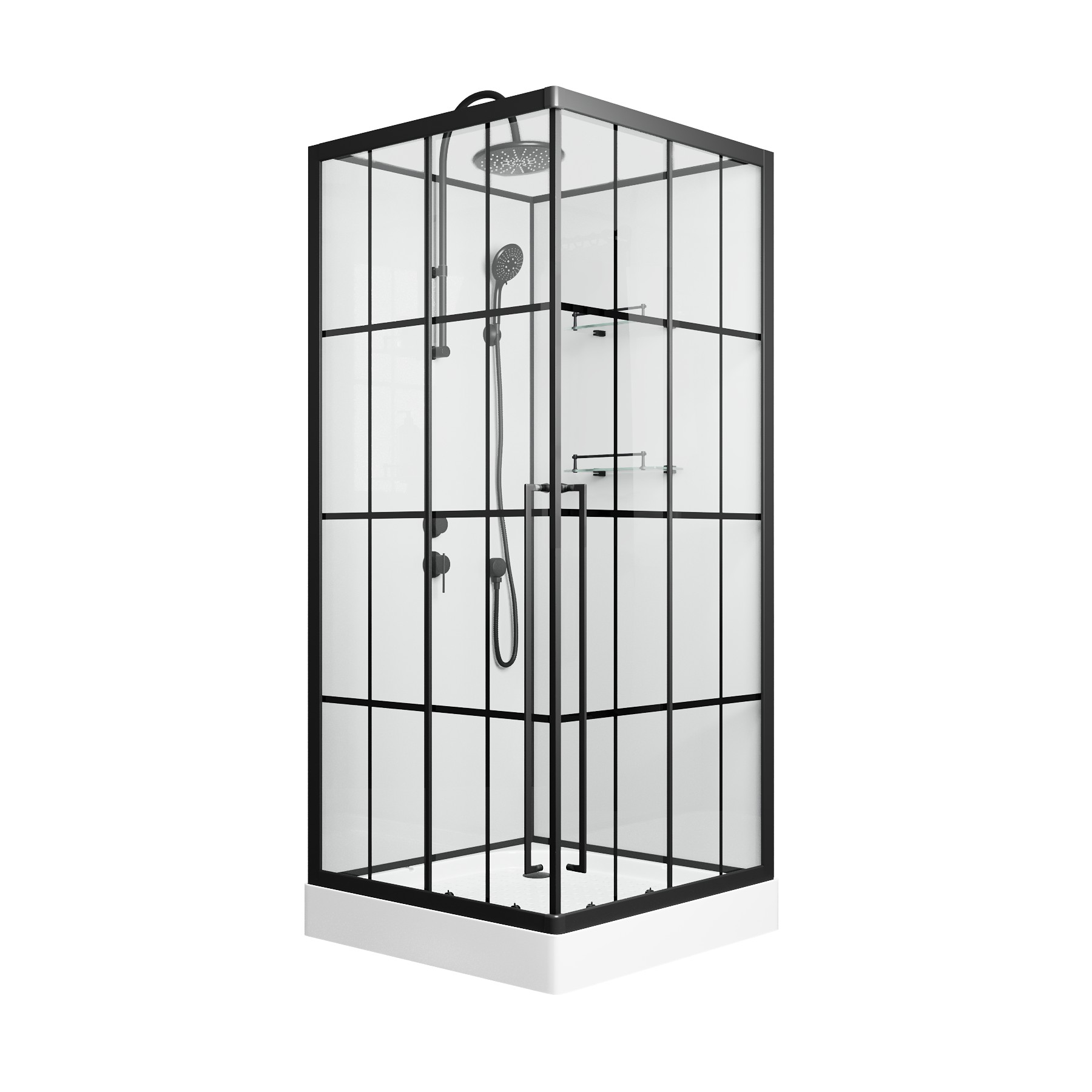 Душевая кабина Niagara Standart ST90/15QL/KL/BKT 90х90, левая, стекло прозрачное с рисунком, профиль черный матовый - фото 1