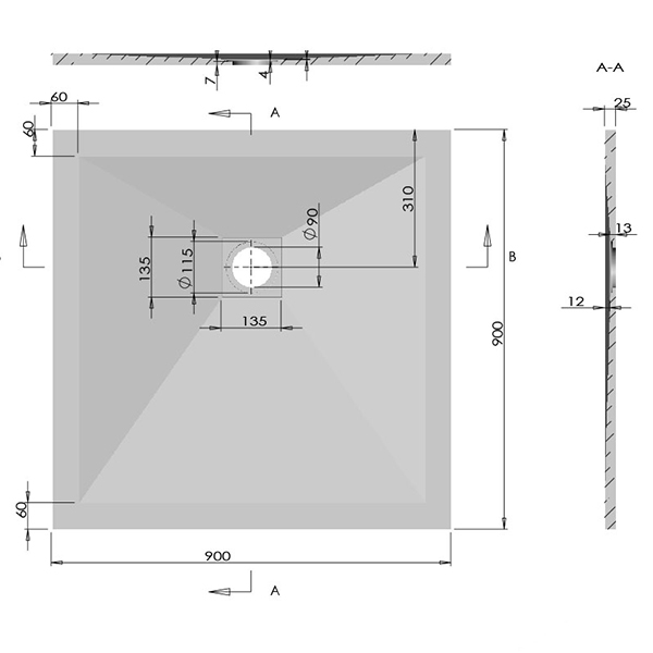 Поддон для душа Vincea VST-4SR 90x90, искусственный камень, цвет антрацит - фото 1