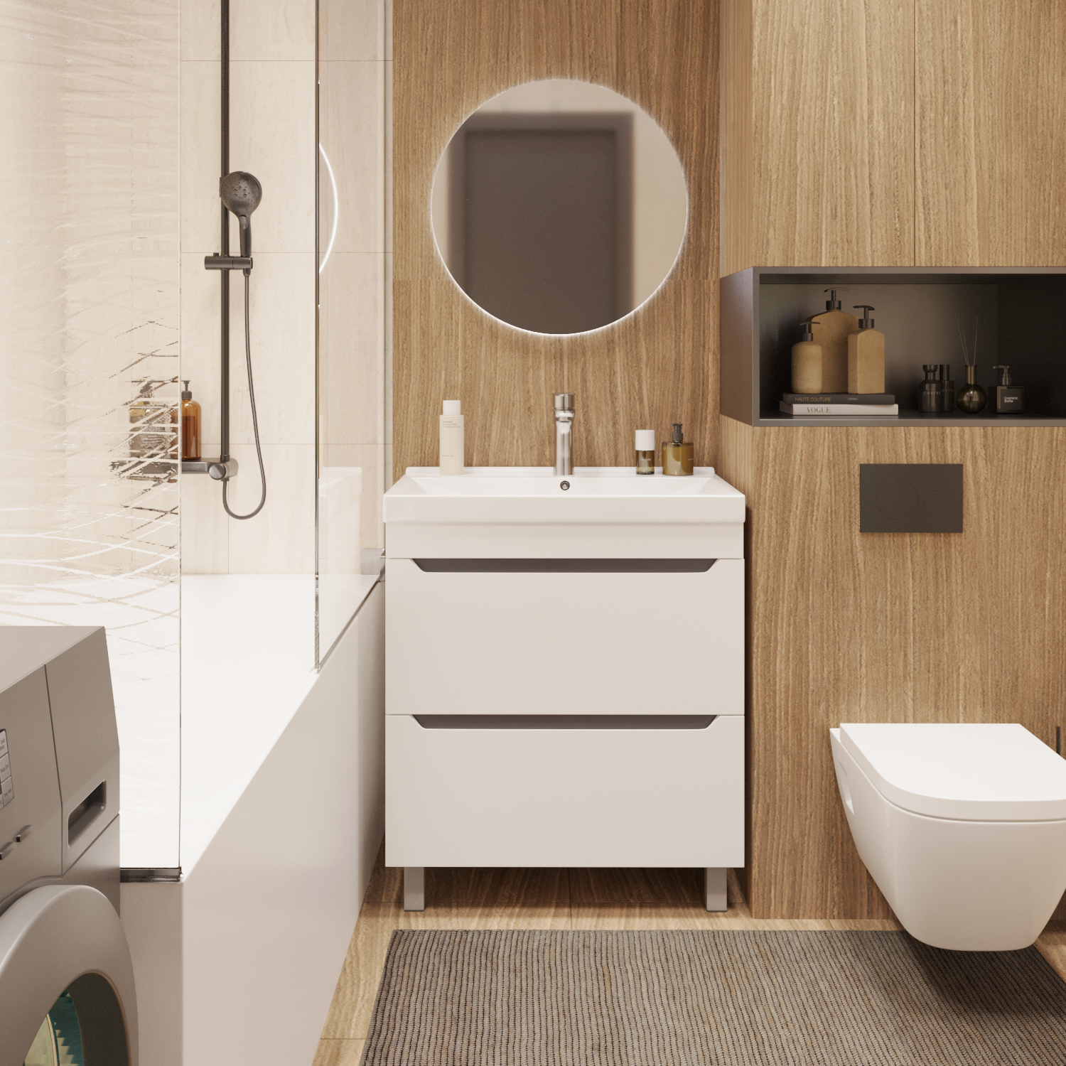 Мебель для ванной Mixline Лайн 70, с 2 ящиками, цвет белый