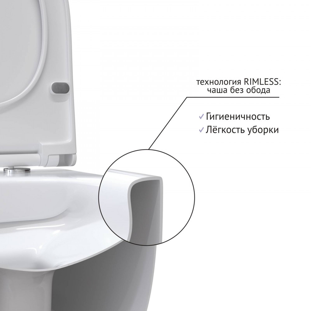 Комплект Berges 043345 унитаза Floe S Rimless с сиденьем микролифт и инсталляции Atom 410 с черной кнопкой Soft Touch
