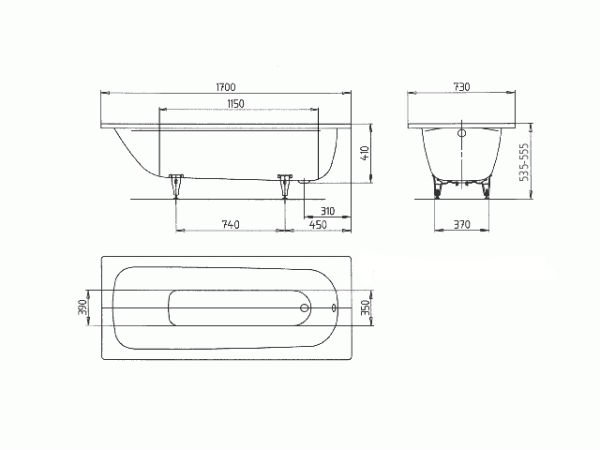 Ванна Kaldewei Saniform Plus 371-1 стальная 170х73