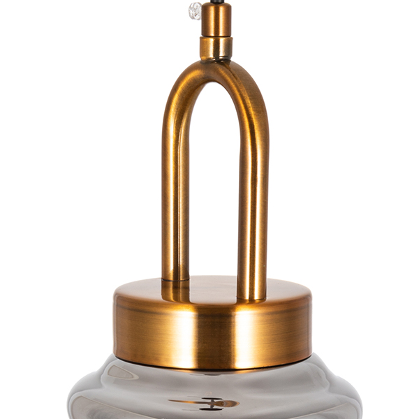 Подвесной светильник Arte Lamp Bell A1992SP-1PB, арматура черная / медь, плафон стекло дымчатое, 29х29 см